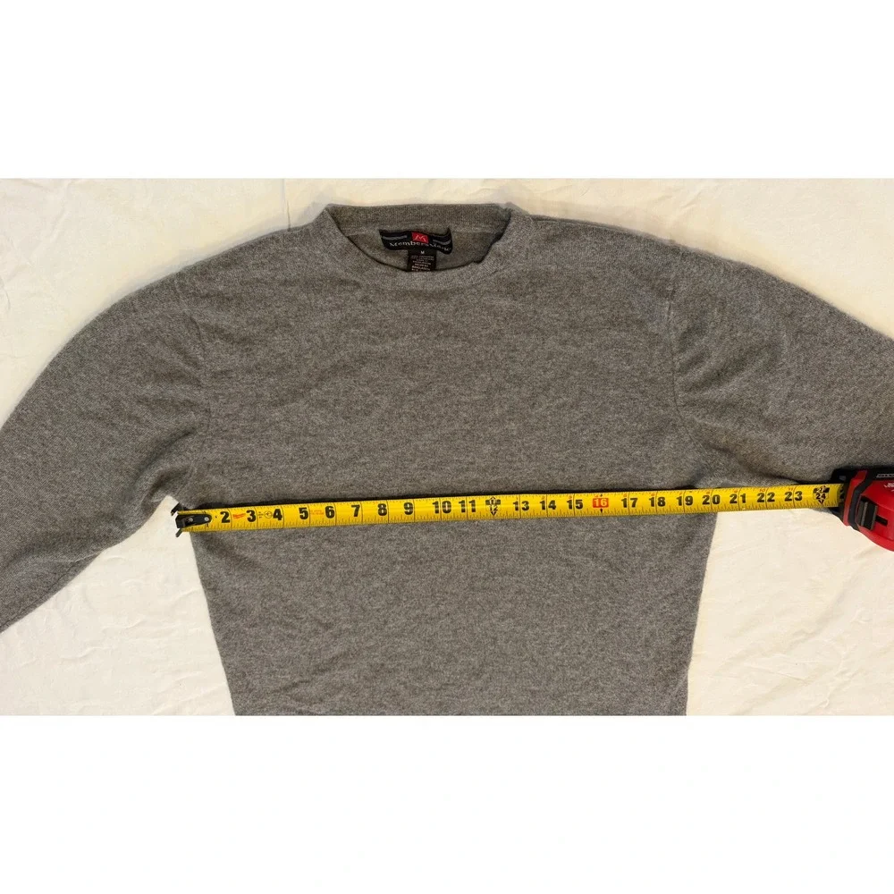 Members Mark Mens Cashmere Sweater Gray Crewneck Knit Size M Small Hole